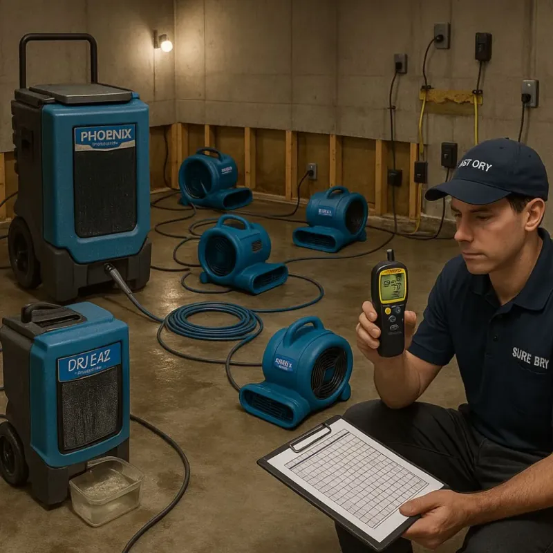 Structural Drying and Dehumidification process in The Colony, TX